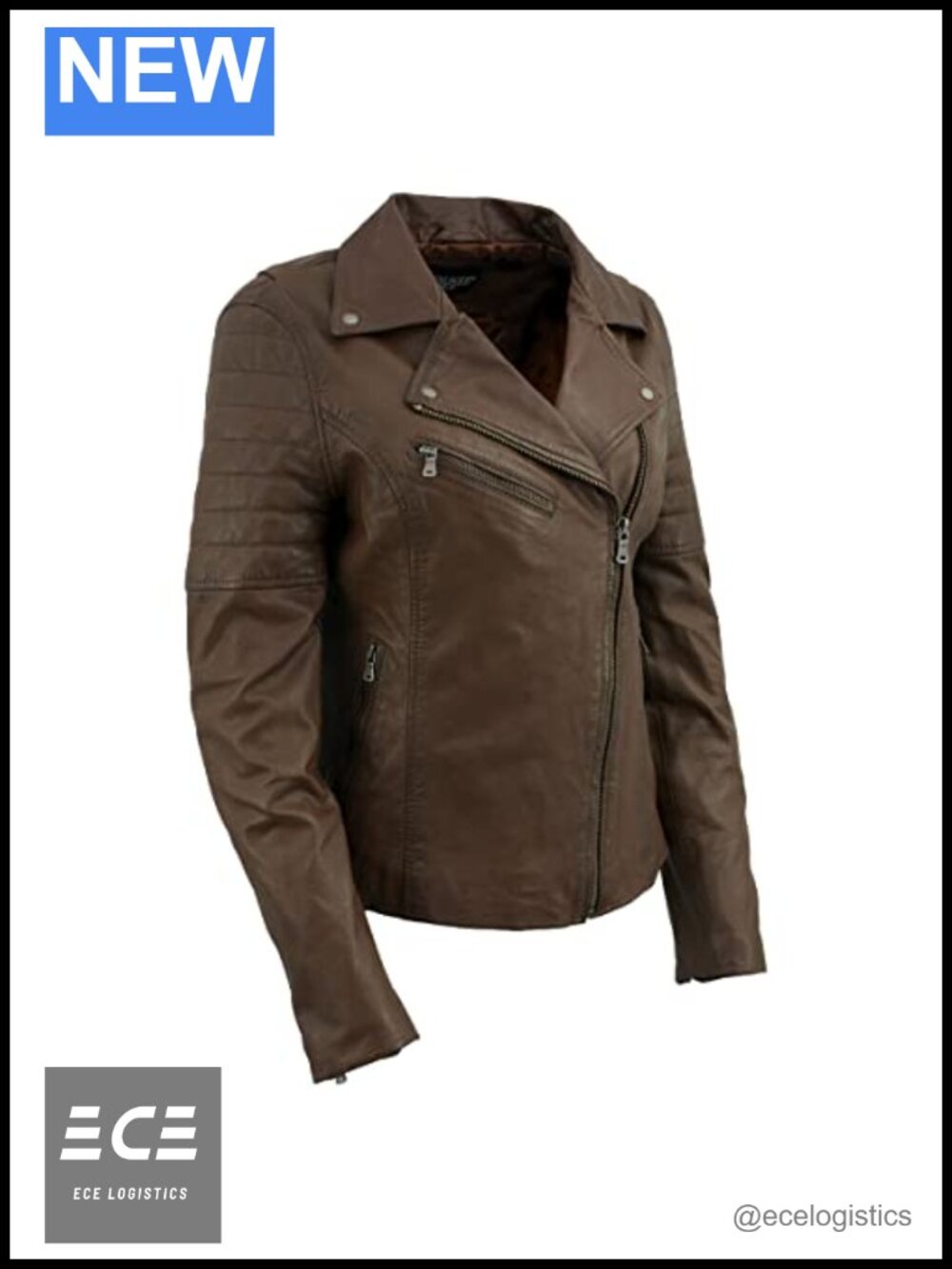 Veg Tan Leather Moto Jacket Asymmetrical Zip Side Laced Biker